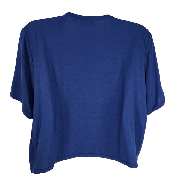 Joan Rivers Shrug Open Front Women Medium Short Sleeve Jersey Knit Blue A304727 - Picture 2 of 9